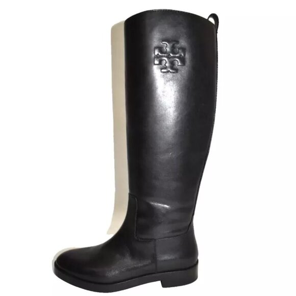 New! Tory Burch "The Riding Boot" Logo Embossed Black Size 7 M 141232 DD416 - Picture 3 of 6